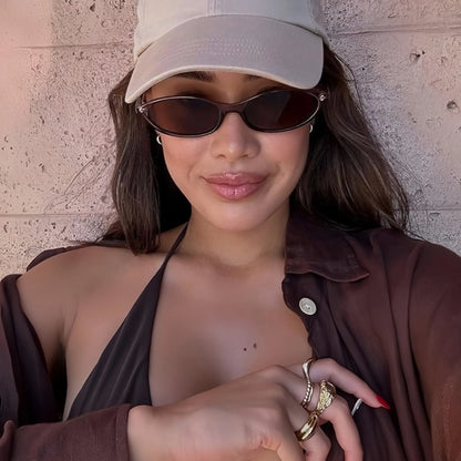 〖Summer Vibes〗3 PCS Retro Oval Sunglasses for Women Chic Cat Eye 90S Sunnies Lightweight Narrow Shades Trendy UV Protection Sunglasses Vintage Rich Girl Sunglasses Women Sunglasseswomen Summerwins