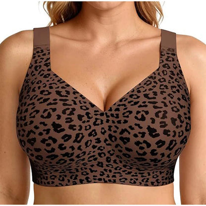 Wireless Seamless Leopard Print Bra No Underwire Push up Women Lift Bras Full Coverage plus Size Bralette Daily Wear Soft Bra